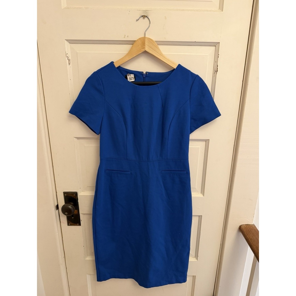 Talbots Women's Royal Blue Shift Short Sleeve‎ Knee Career Office Stretch Size 2